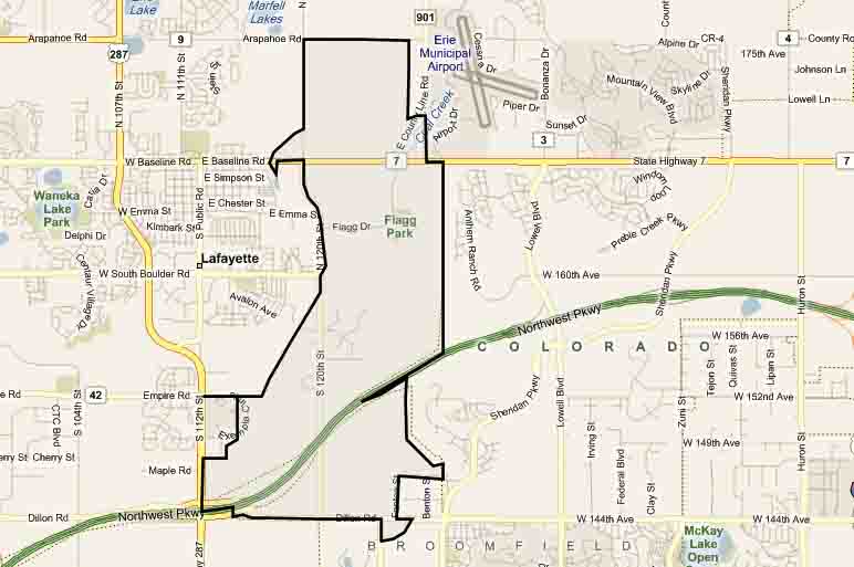 Lafayette, Colorado map overview