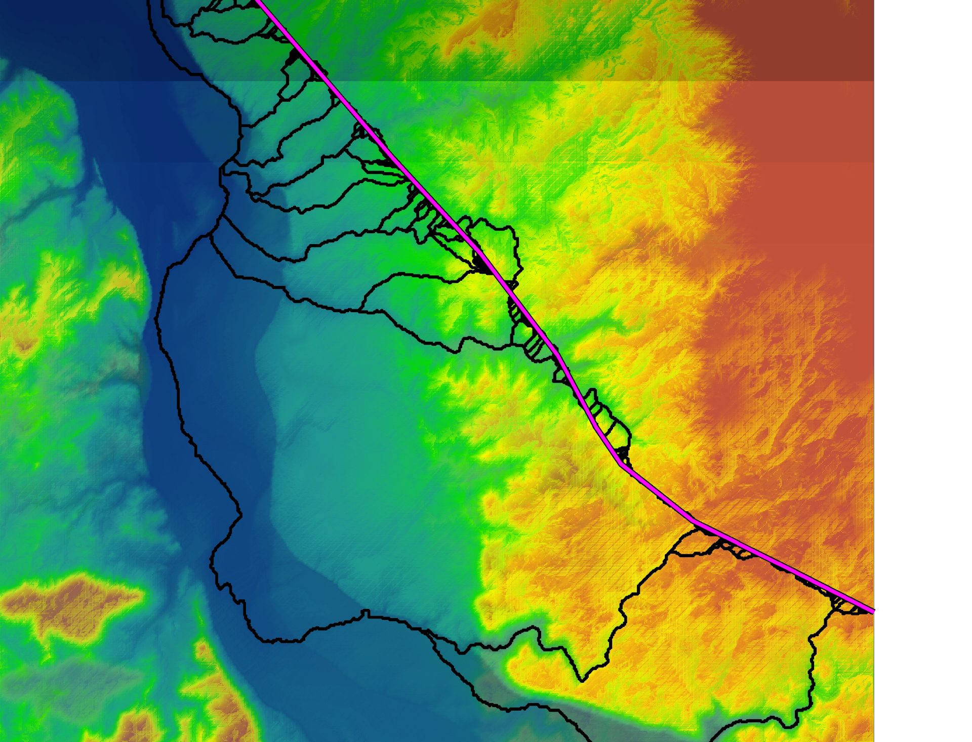 Topographic map of region